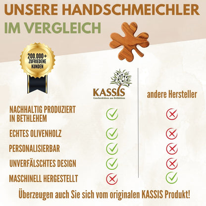Klaverblad van olijfhout – handsteen & geluksbrenger