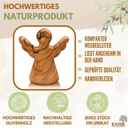 Olivenholz-Schutzengel mit Gravur – 6 cm – weitere Produktansicht 2 von 11