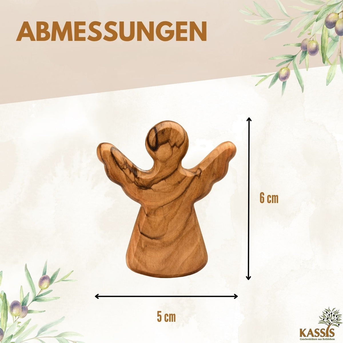 Olivenholz-Schutzengel mit Gravur – 6 cm – weitere Produktansicht 3 von 11