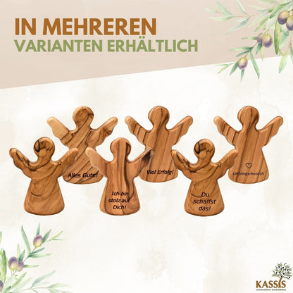 Olivenholz-Schutzengel mit Gravur – 6 cm – weitere Produktansicht 6 von 11