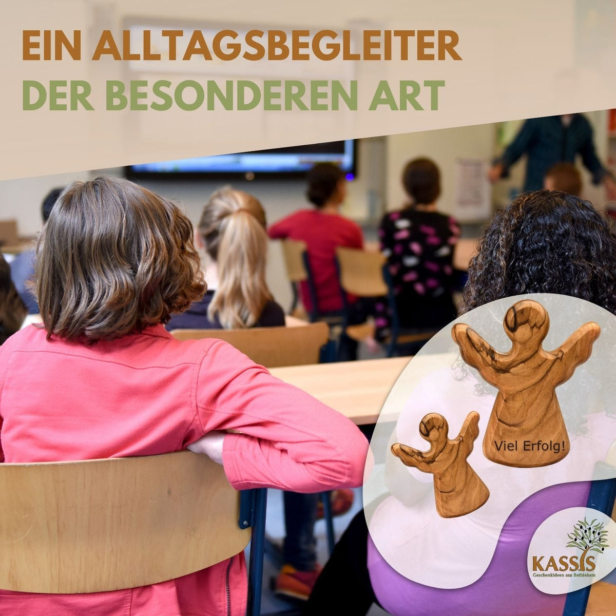 Olivenholz-Schutzengel mit Spruch „Alles Gute“ – weitere Produktansicht 5 von 11