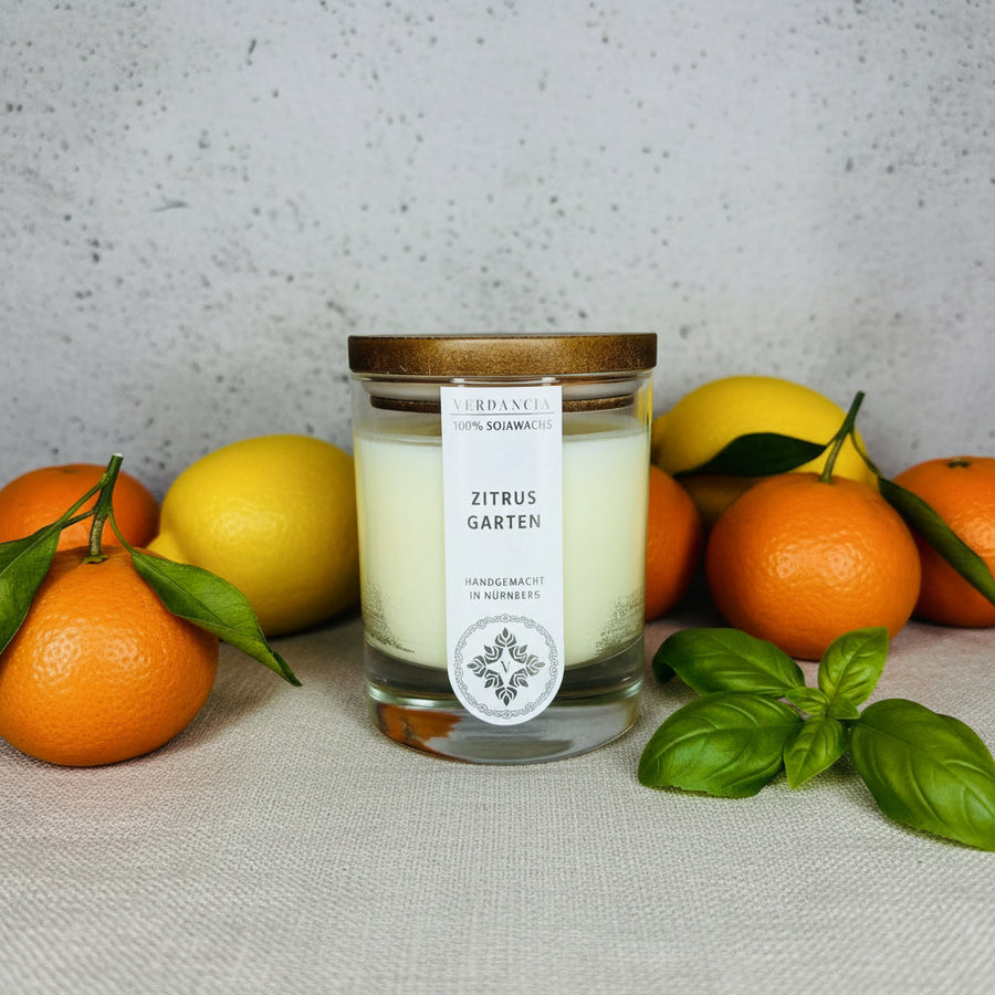 Verdancia Original Zitrusgarten – frische Zitrus-Duftkerze im Glas