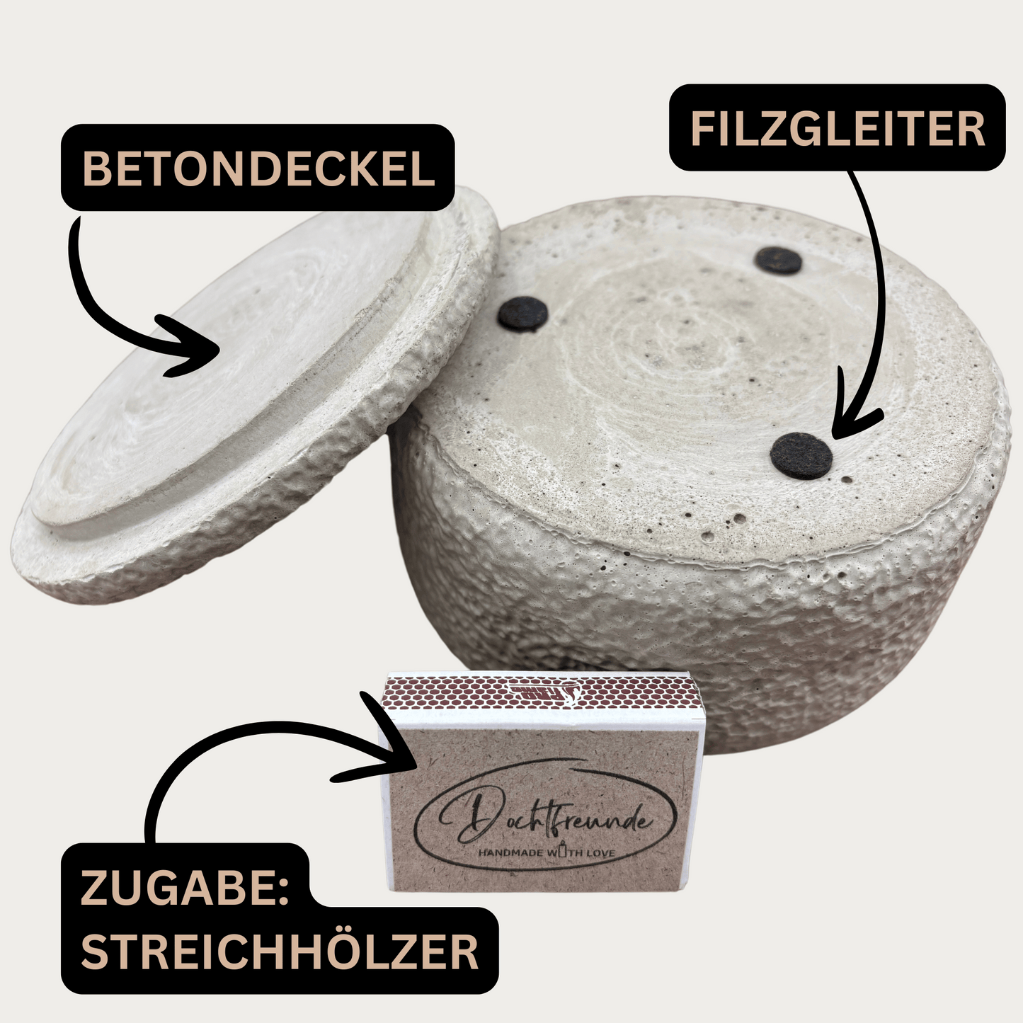 XL Citronella-Betonkerze „Der Abend“ mit Deckel