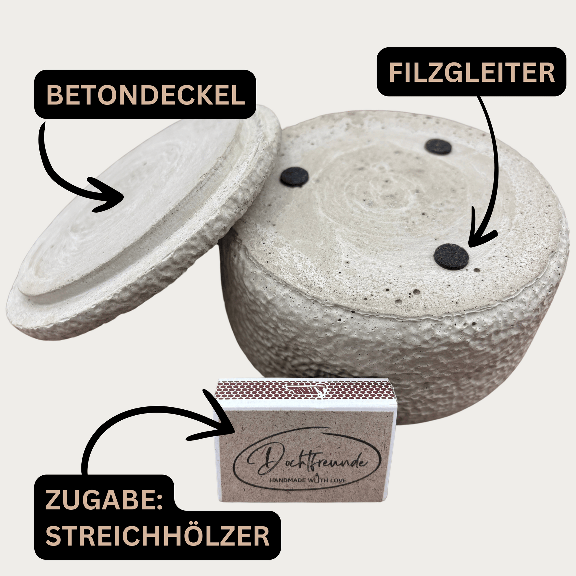 XL Citronella-Betonkerze „Der Abend“ mit Deckel