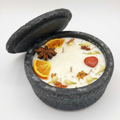 XL Citronella-Kerze „Die Stille“ in Schwarz mit Deckel