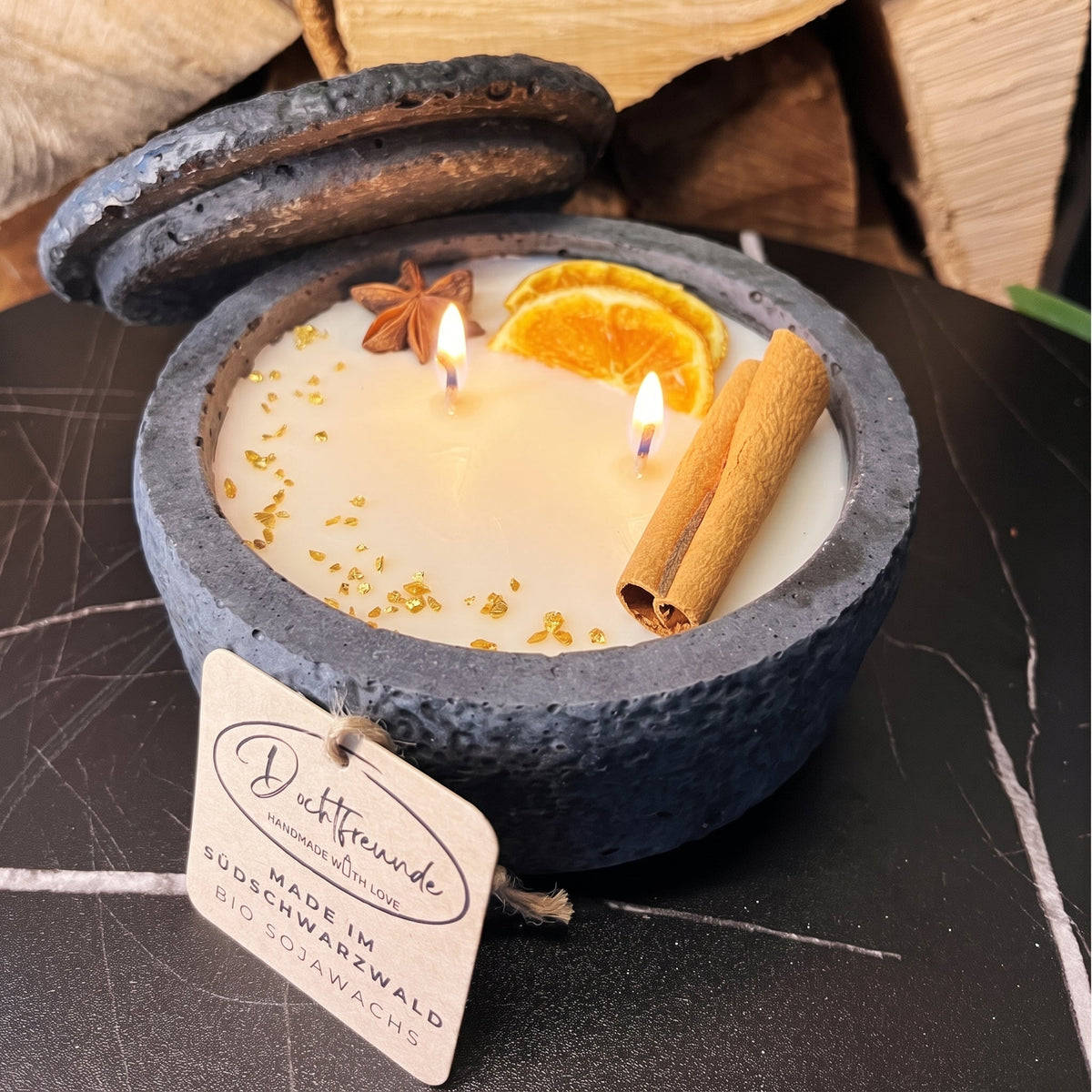 XL Citronella-kaars ‘De Gloed’ – zwart voor herfst & Halloween