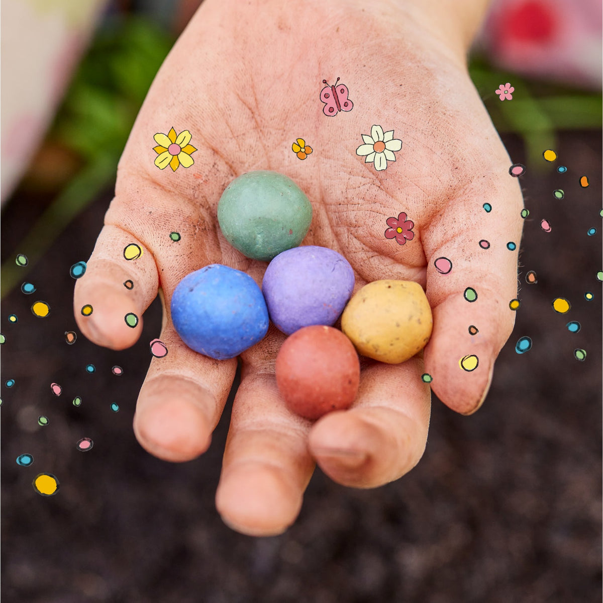 6 Osterblumen-Saatkugeln im Mini-Eierkarton – Geschenkidee und Dekorationsansicht