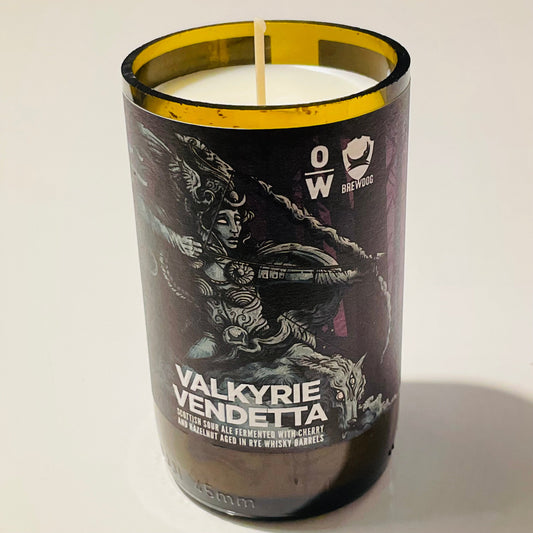 Flaschenkerze Brewdog Valkyrie Vendetta als Upcycling Kerze aus originaler Bierflasche