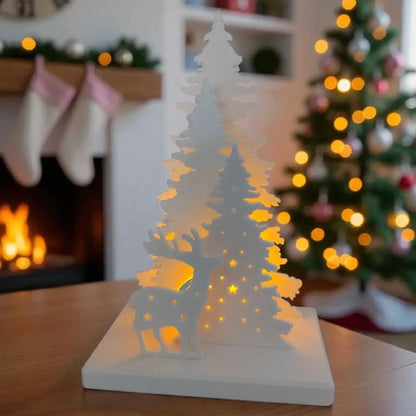 LED-Teelichthalter Weihnachtsszene für Fensterbank und Winterdeko