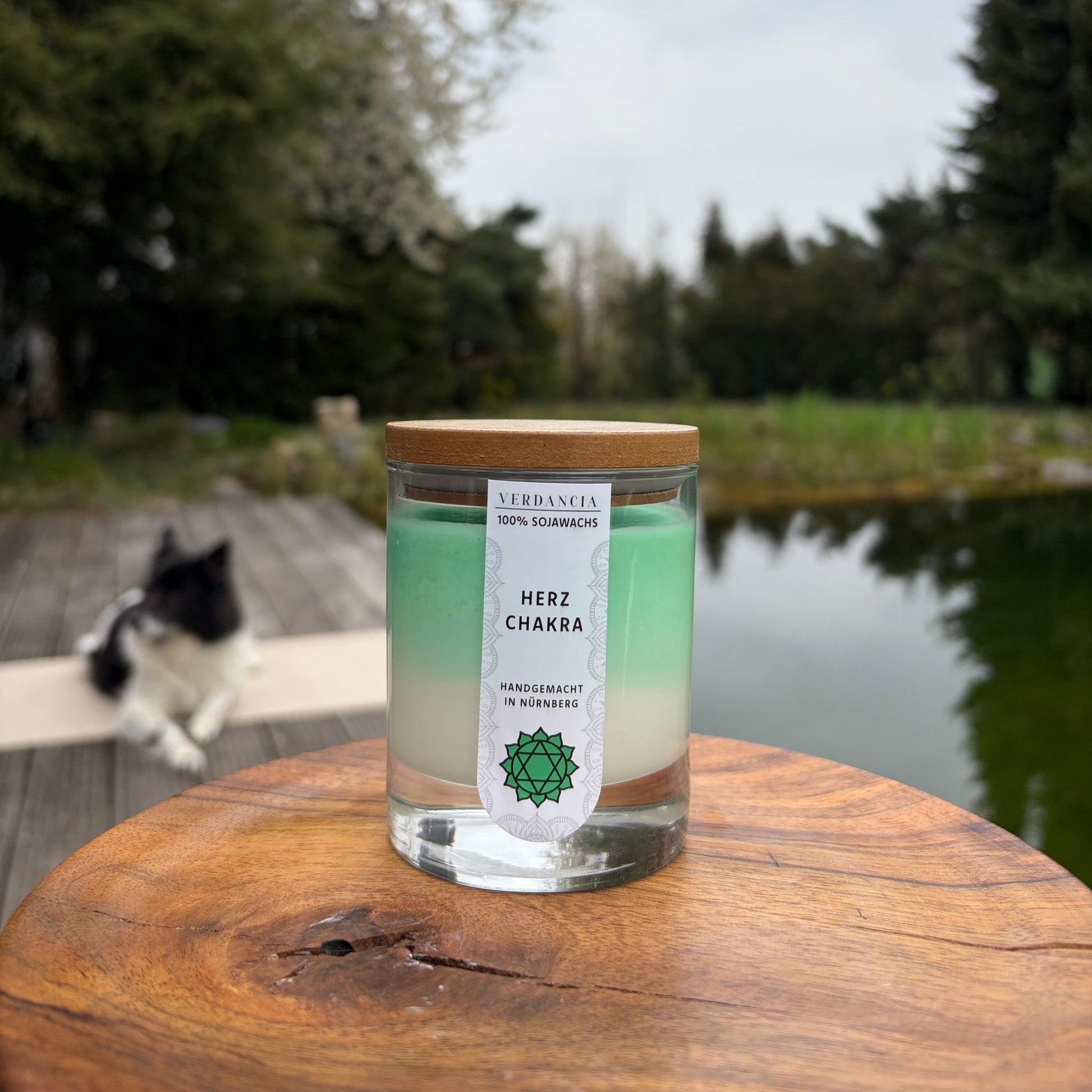 Verdancia Original Herzchakra – Nahaufnahme der Duftkerze