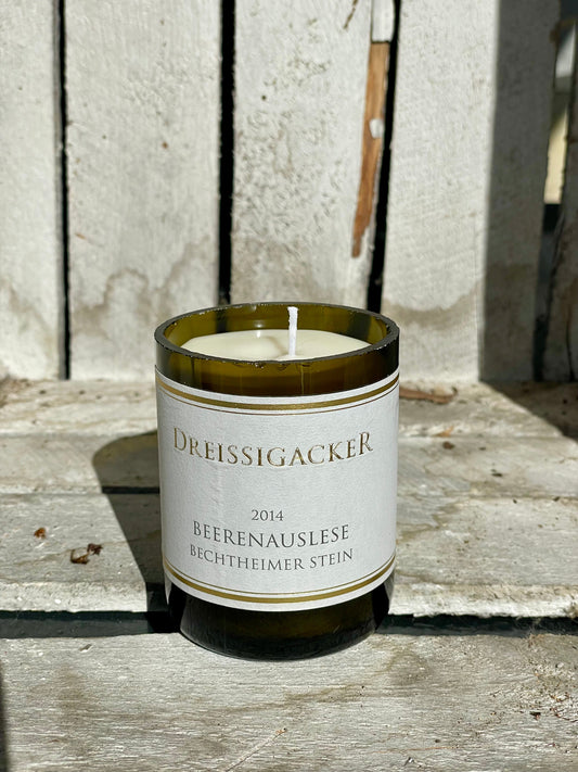 Flaschenkerze Dreissigacker Beerenauslese Bechtheimer Stein 2014 als Upcycling Kerze aus originaler Weinflasche