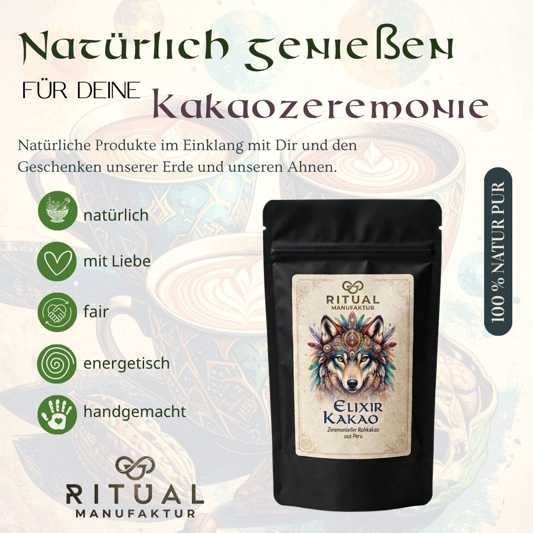 Elixir Rohkakao aus Peru – Verpackung und Produktdetails