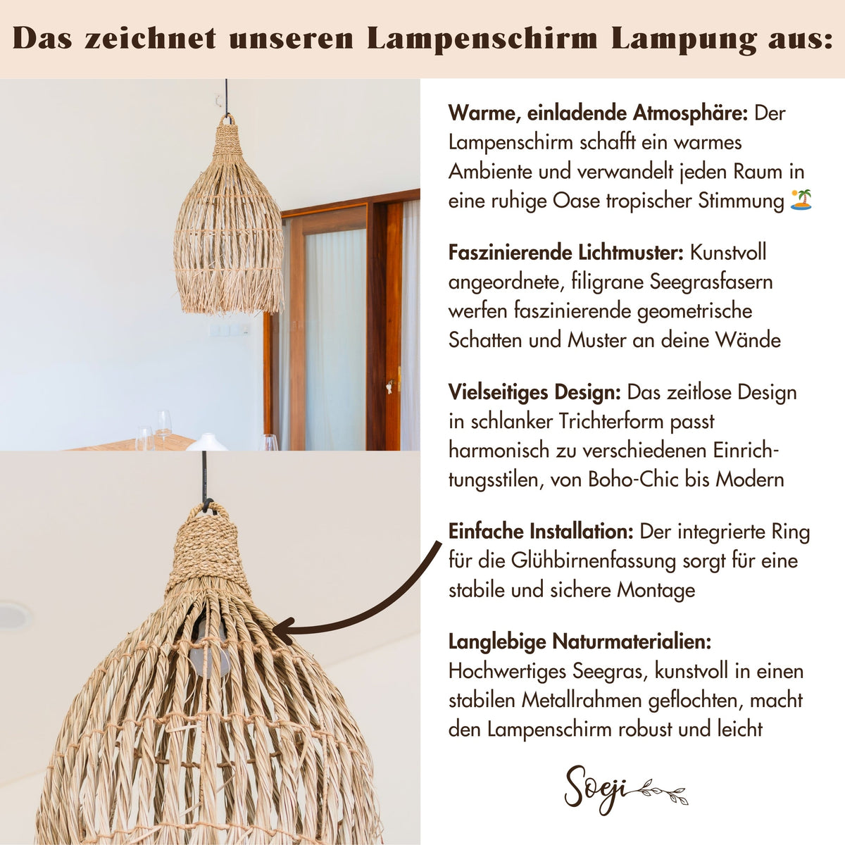 Lampenschirm LAMPUNG – Seegras