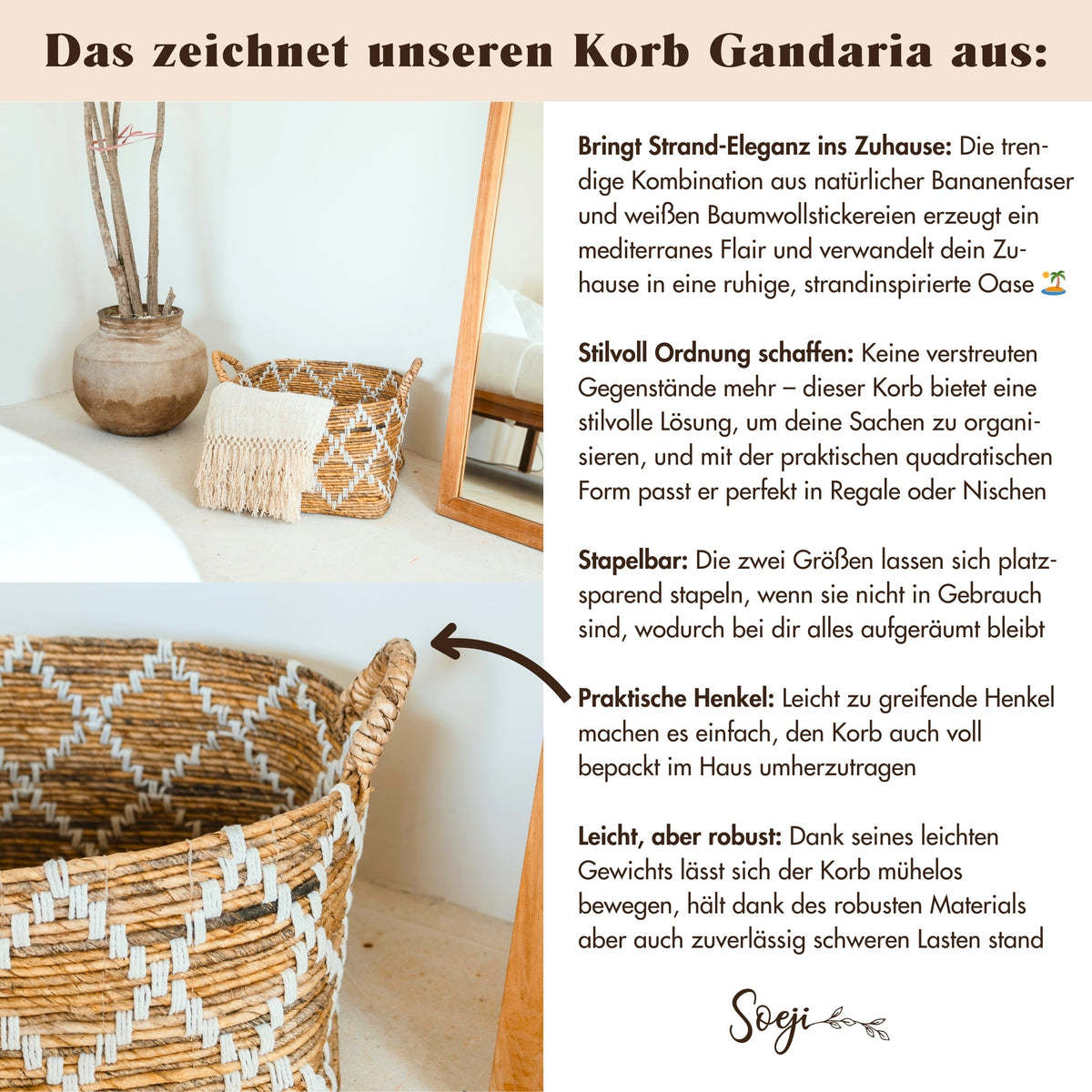 Wäschekorb GANDARIA – Bananenfaser