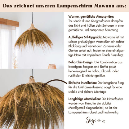 Boho-Lampenschirm MAWANA – Seegras und Raffia