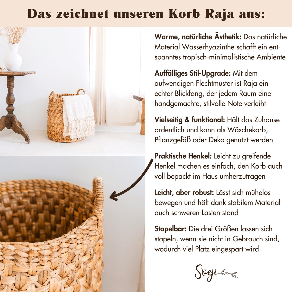 Wäschekorb RAJA – Wasserhyazinthe