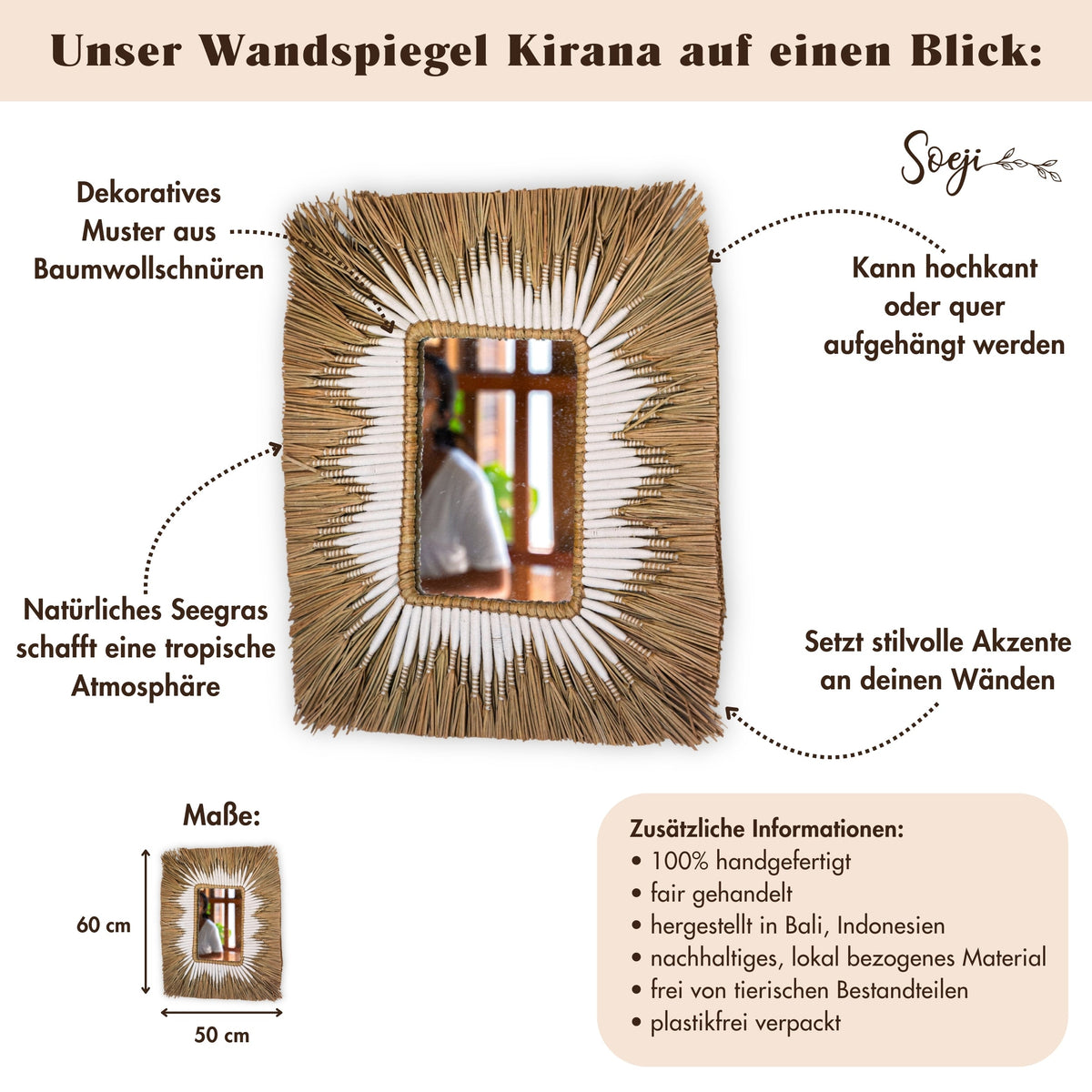 Wandspiegel KIRANA – Seegras