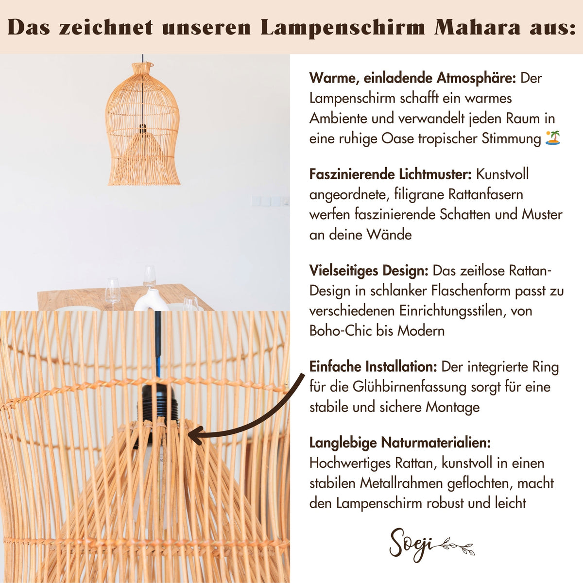 Lampenschirm MAHARA – Rattan