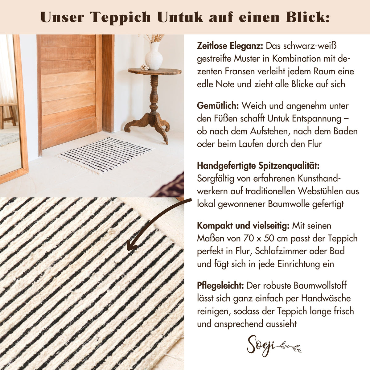 Naturfaserteppich UNTUK – Baumwolle