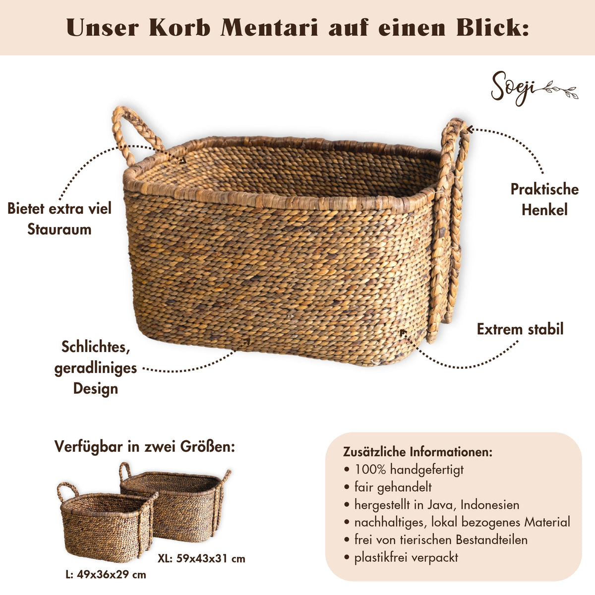 Wäschekorb MENTARI – Wasserhyazinthe