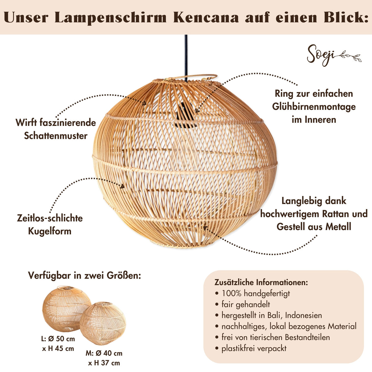 Lampenschirm KENCANA – Rattan
