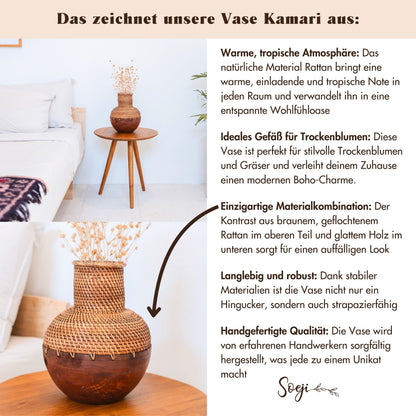 Dekovase KAMARI (braun) – Rattan