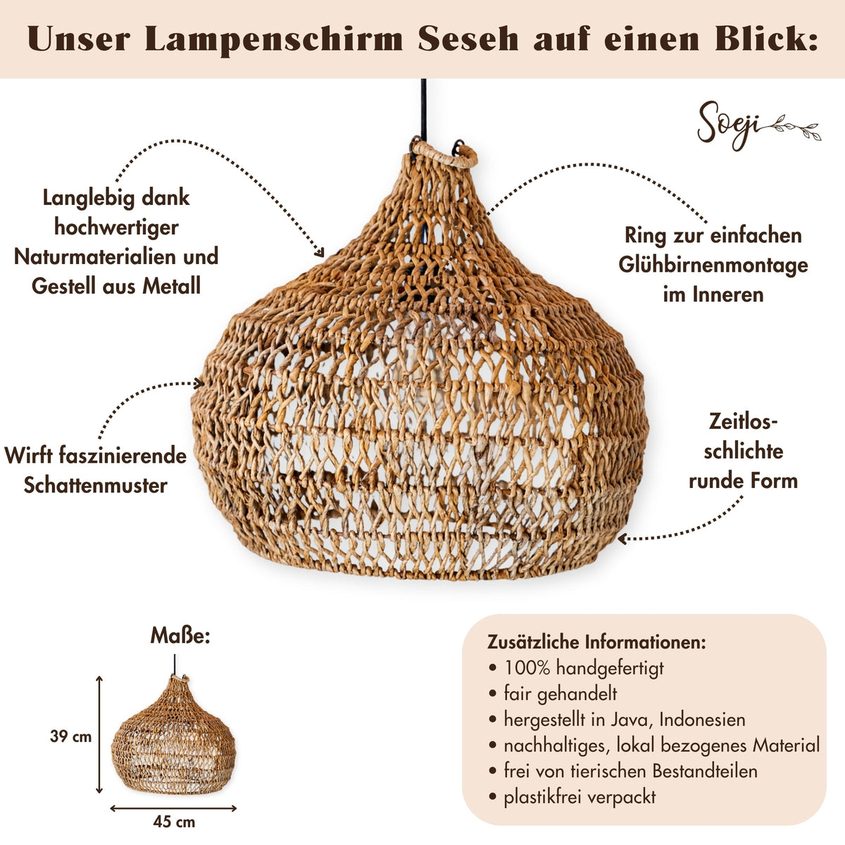 Lampenschirm SESEH – Bananenfaser