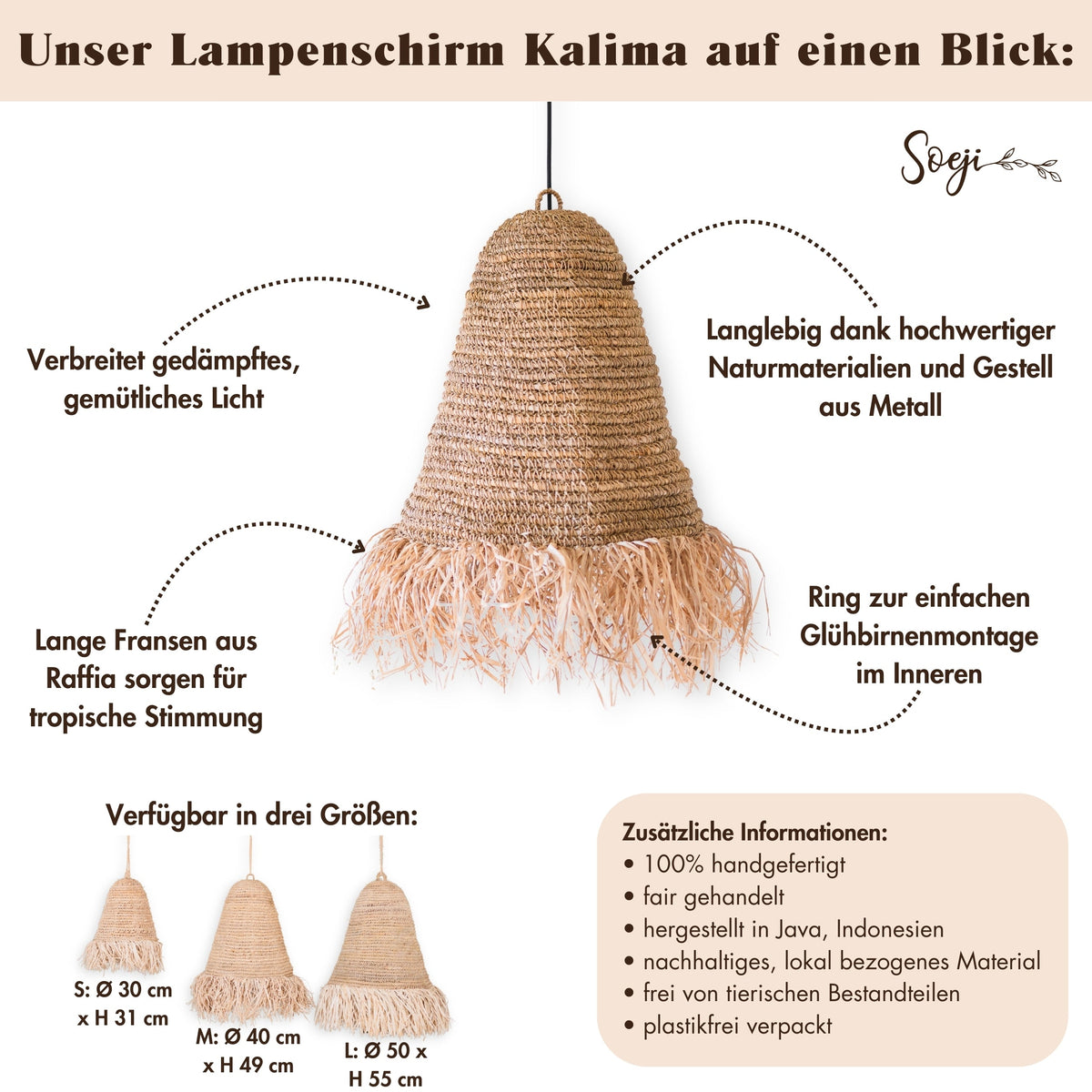 Lampenschirm KALIMA – Raffia
