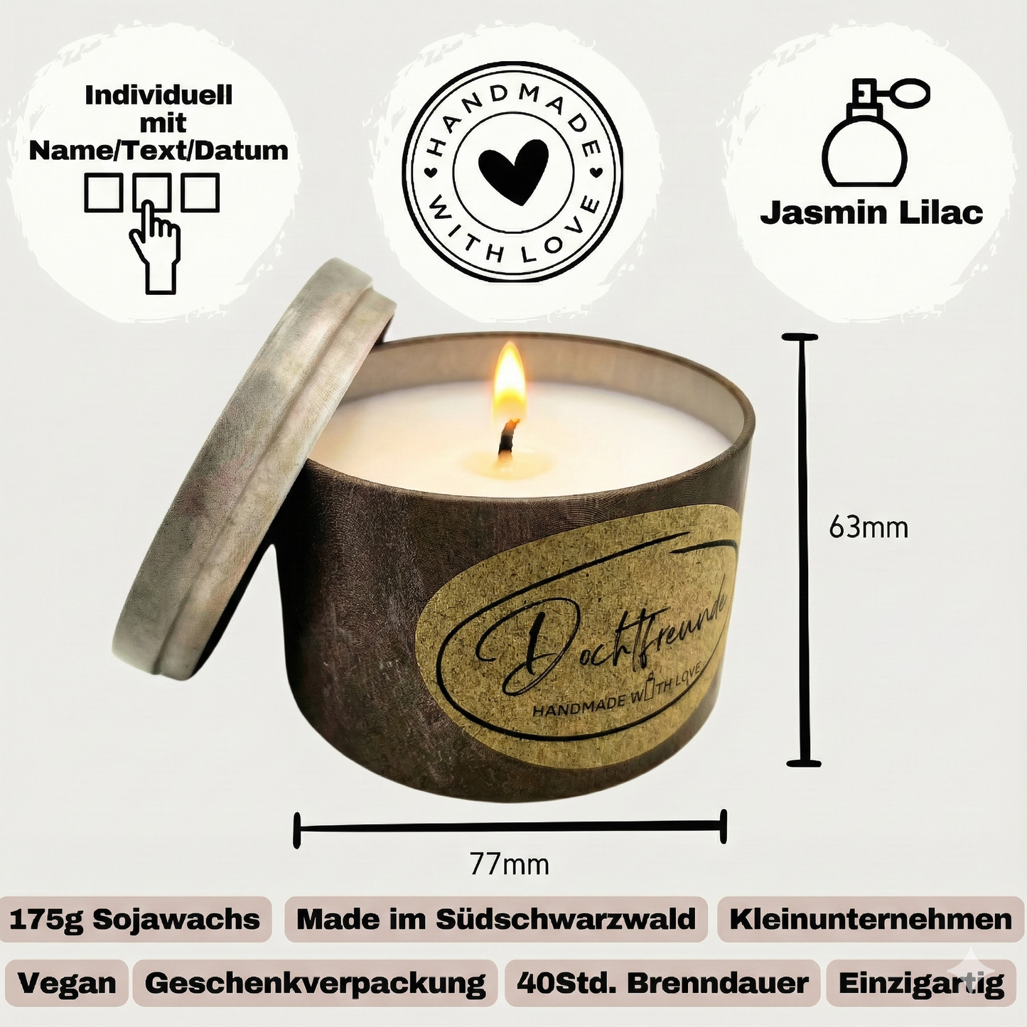 Personalisierte Sternzeichen-Kerze von DochtFreunde – Produktansicht