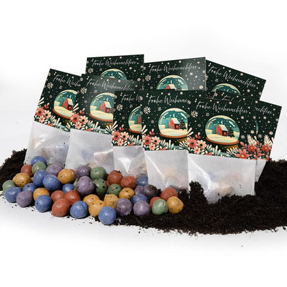 10×5 Blumenmurmeln „Schneekugel“ – Weihnachtsgruß