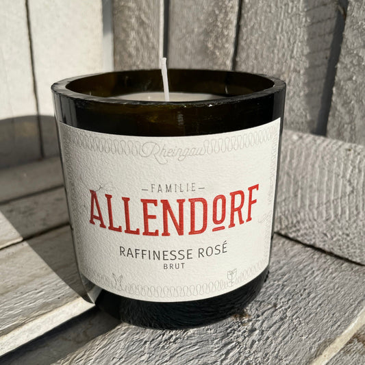 Flaschenkerze Allendorf Raffinesse Rosé Brut 2016 als Upcycling Kerze aus originaler Sektflasche