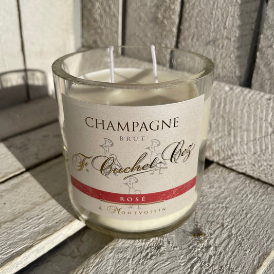 Flaschenkerze F. Cuchet-Cez Rosé Brut Champagne als Upcycling Kerze aus originaler Champagnerflasche