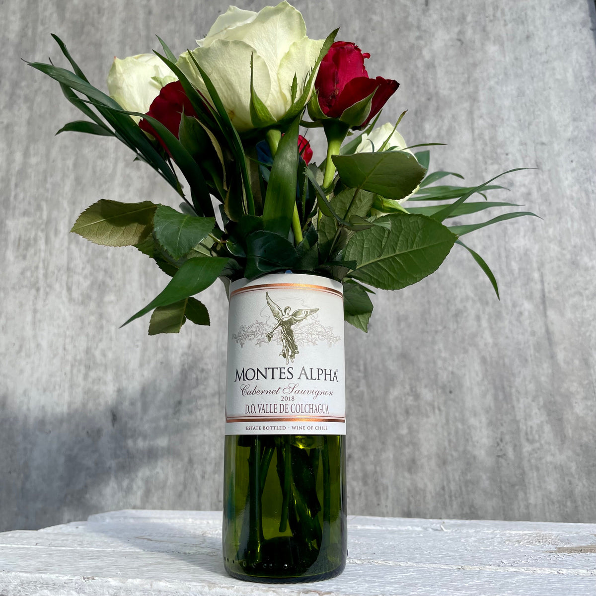 Upcycling-Vase Montes Alpha Cabernet Sauvignon – handgefertigtes Upcycling-Produkt von GAHRDSGN