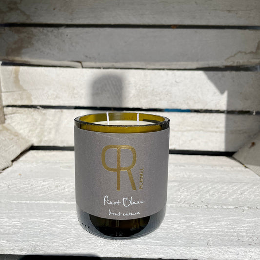 Flaschenkerze Rummel Pinot Blanc Brut als Upcycling Kerze aus originaler Sektflasche