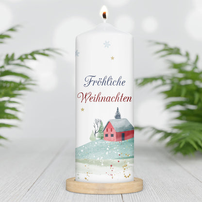 Personalisierte Weihnachtskerze „Fröhliche Weihnachten Haus“ – mit Name