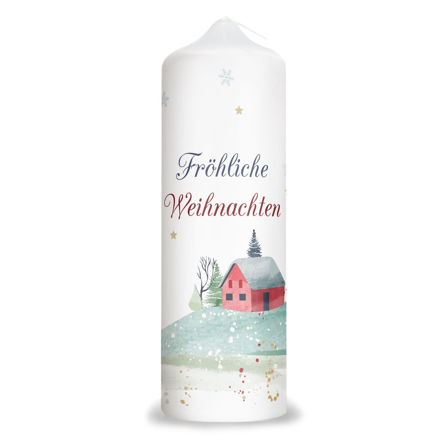 Personalisierte Weihnachtskerze Fröhliche Weihnachten Haus mit Name