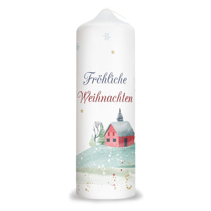 Personalisierte Weihnachtskerze Fröhliche Weihnachten Haus mit Name