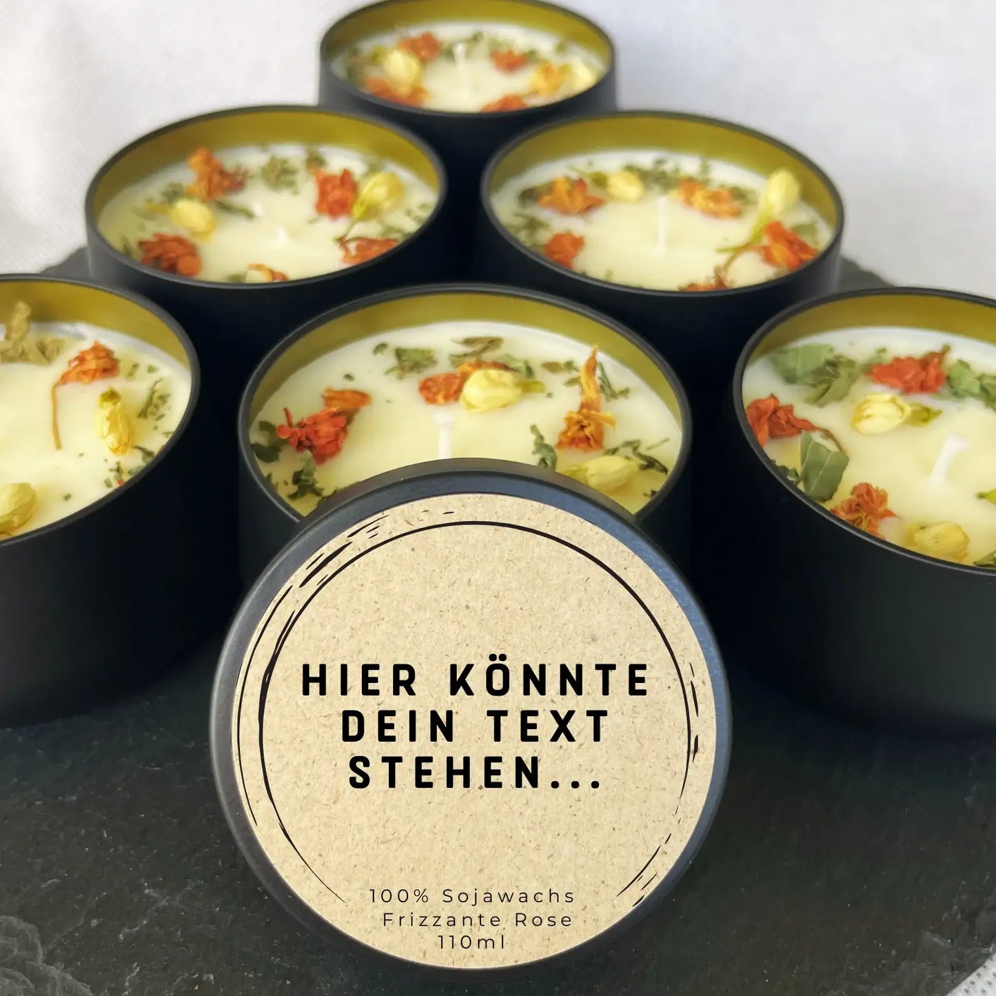 Personalisierbares Kerzenset mit mehreren Metalldosen
