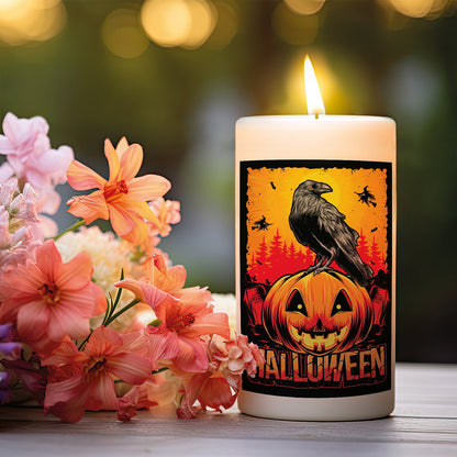 Halloween-kaars Raaf & Pompoen als vrijstaande productweergave