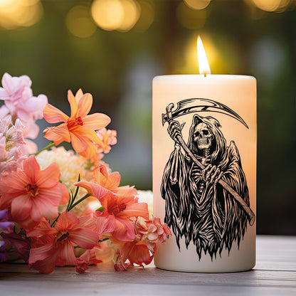 Kleine Grim Reaper Halloween-kaars als productweergave