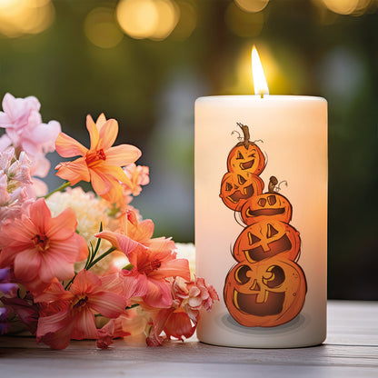 Kleine Halloween-kaars Pompoenstapel als productweergave
