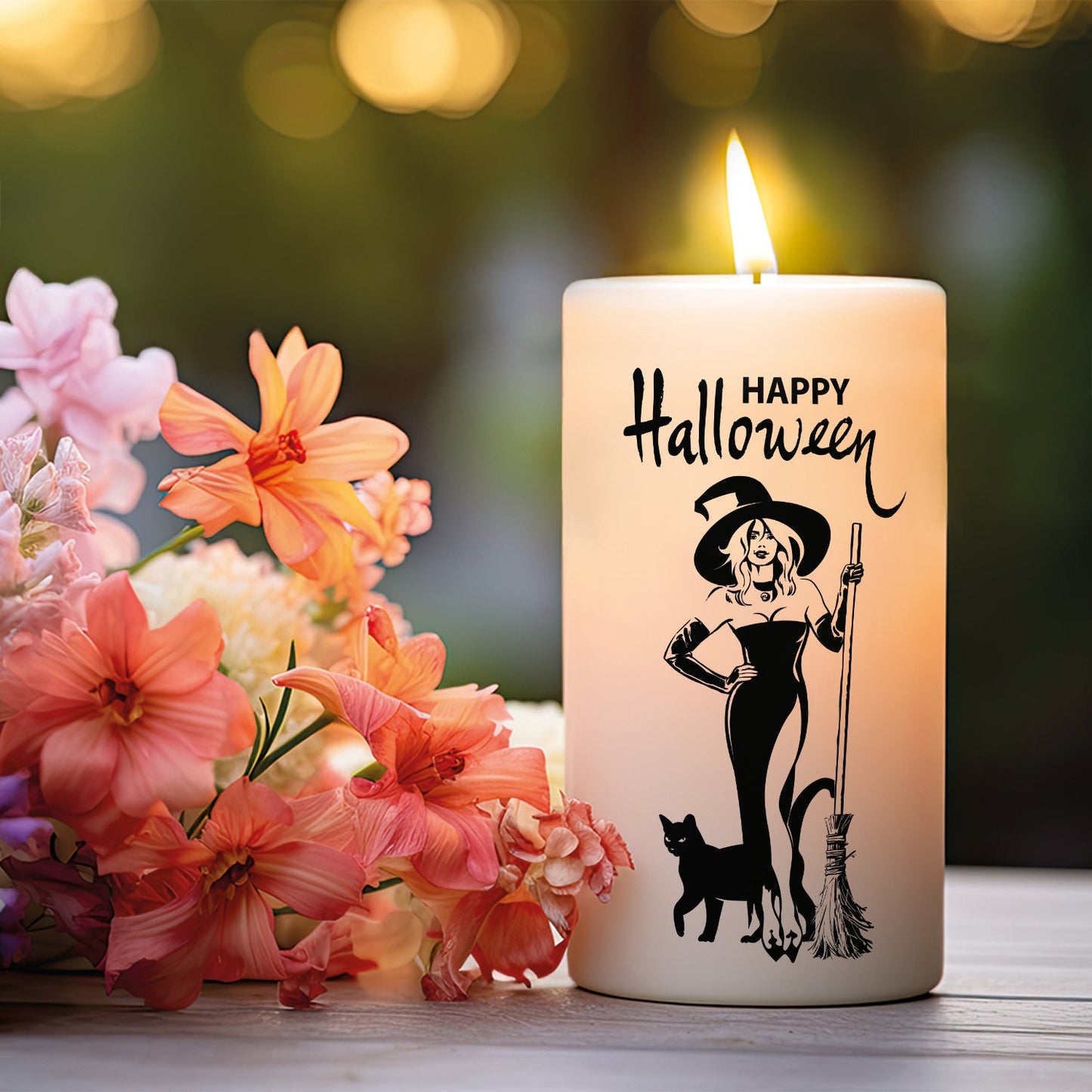 Happy Halloween-kaars met heks als vrijstaande productweergave