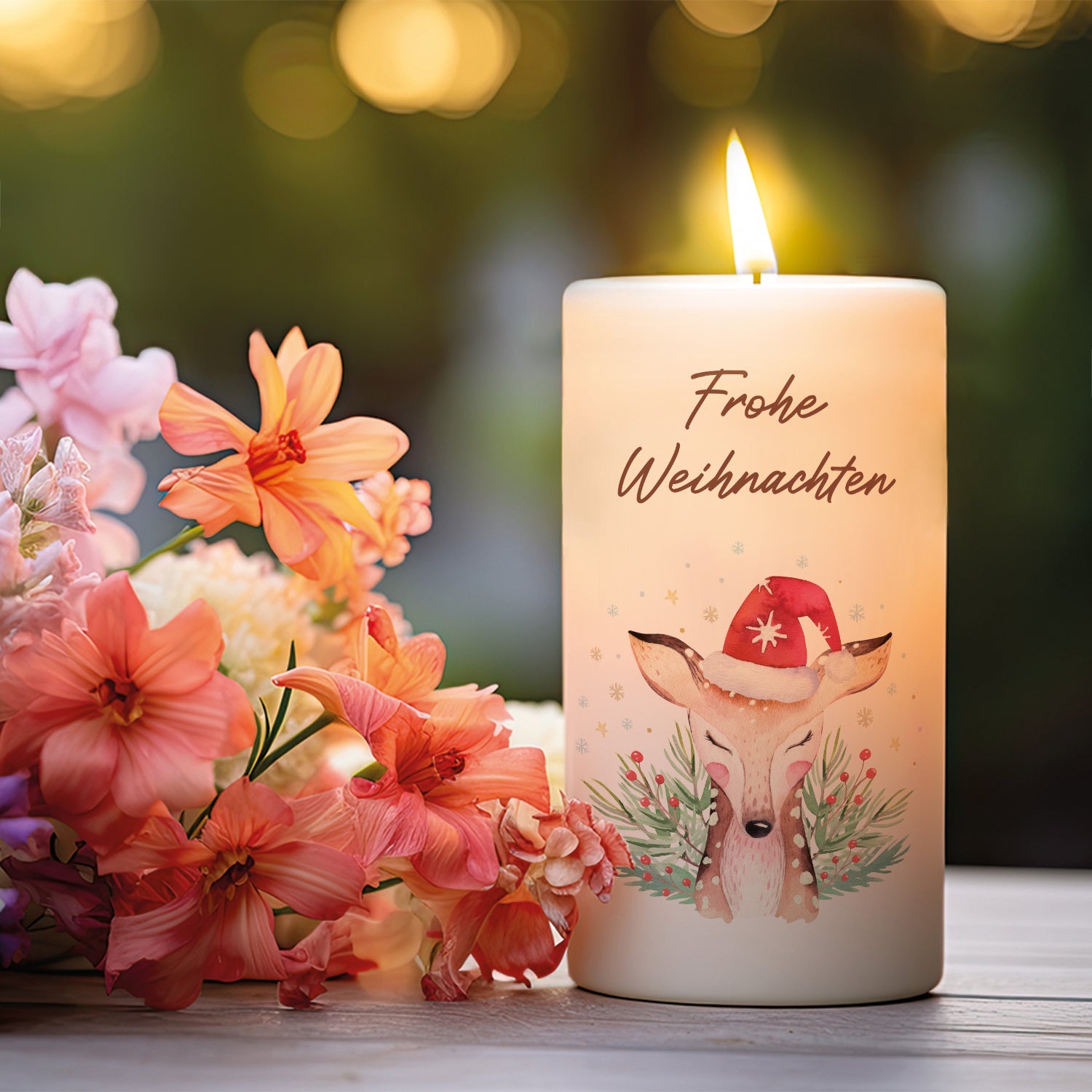 Kleine Weihnachtskerze „Reh“ – schlichte Produktansicht ohne Dekoration