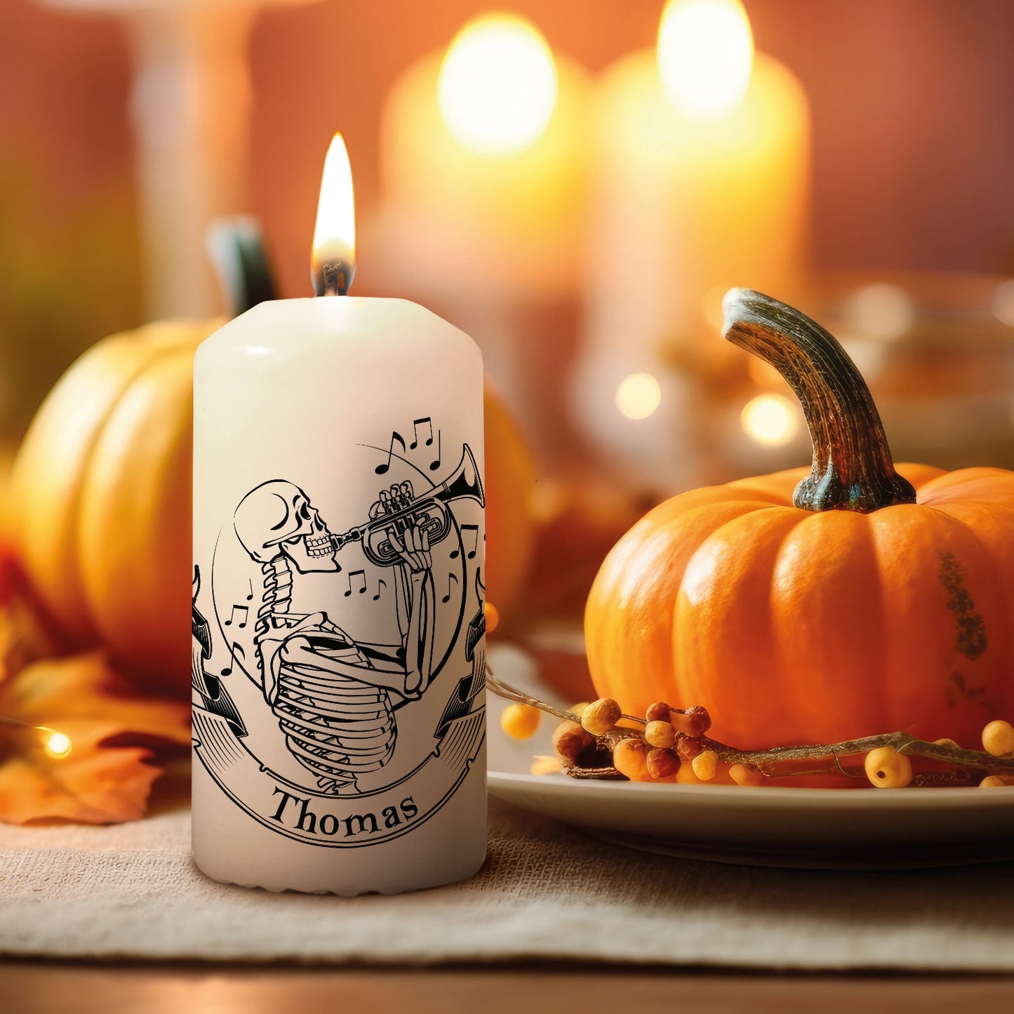 Kaars Muzikant-skelet in Halloween-feestdecoratie