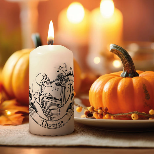 Kaars Muzikant-skelet in Halloween-feestdecoratie