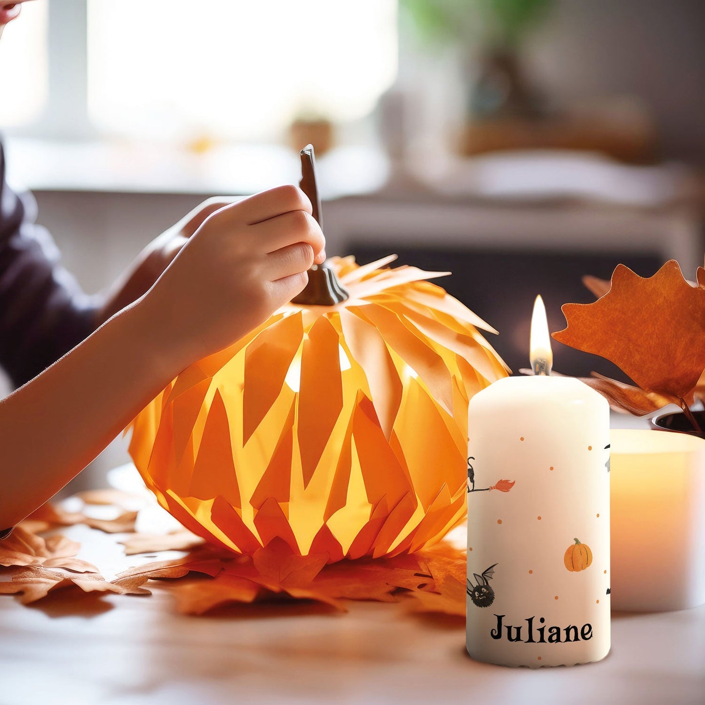 Halloween-kaars Vleermuis als spooky-season-lichtaccent