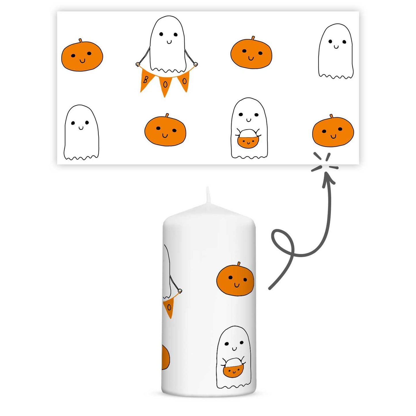 Kleine Halloween-kaars Geesten in rondomzicht