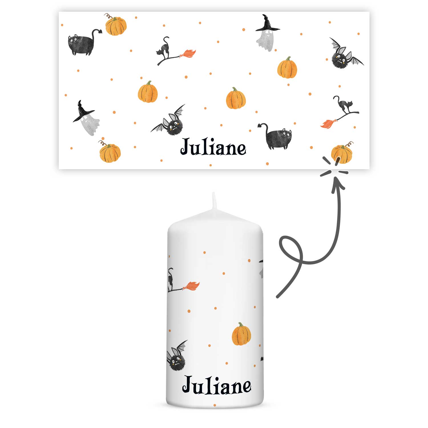 Halloween-kaars Vleermuis van 12 cm in rondomzicht