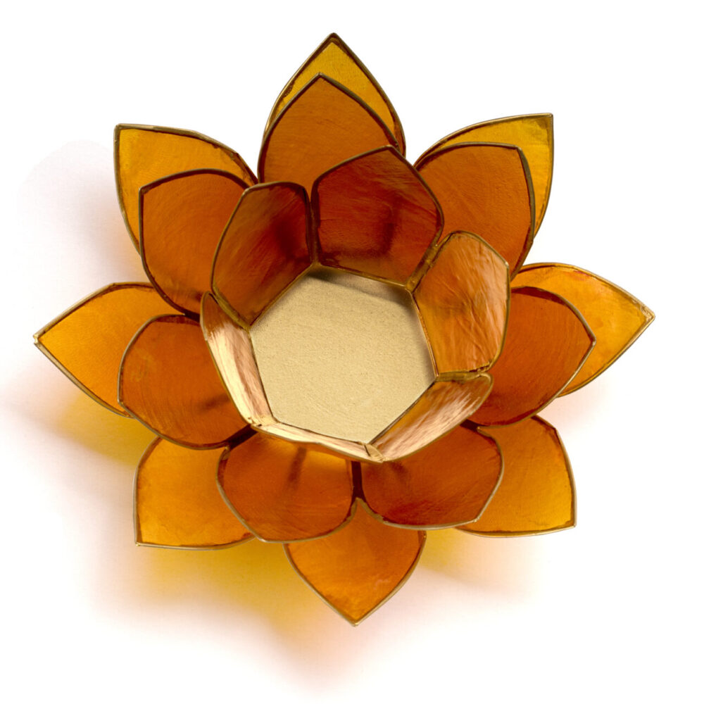Lotus Teelicht aus Capiz – farbiger Lichtakzent für ruhige, stilvolle Räume | SteinKunstWerk