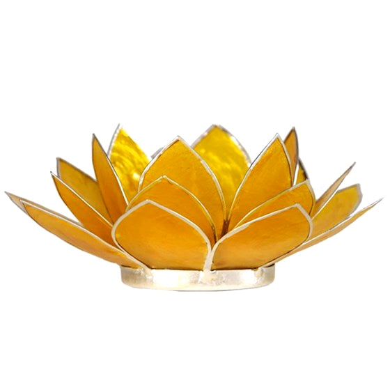 Lotus Teelicht aus Capiz – farbiger Lichtakzent für ruhige, stilvolle Räume | SteinKunstWerk